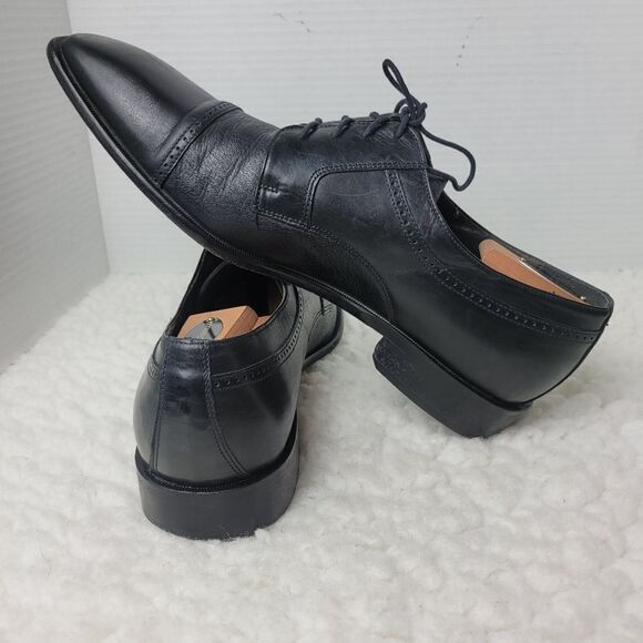 Bettaccini Oxford Men\'s Size 12 Cap Toe Black Leather Hand Made Dress Shoes 6901 main image 3
